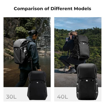 K&F CONCEPT Camera Backpack, 40L Large Capacity Camera Bag - color: Black, size: X-Large