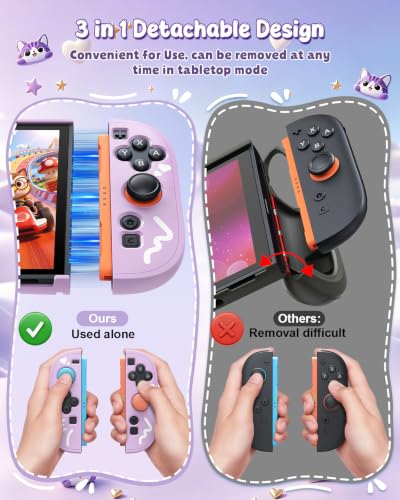 Switch 2 Cute Case, FYOUNG Dockable Kawaii Cat Protective Cover Shell - color: Purple Cute Cat, size: 7.9Inch Switch 2
