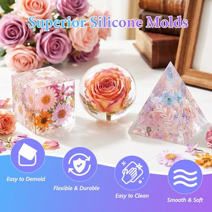 KISREL Resin Molds Kit 12PCS, Epoxy Resin Silicone Molds, Resin Mold - size: Various Resin Molds - 12pcs