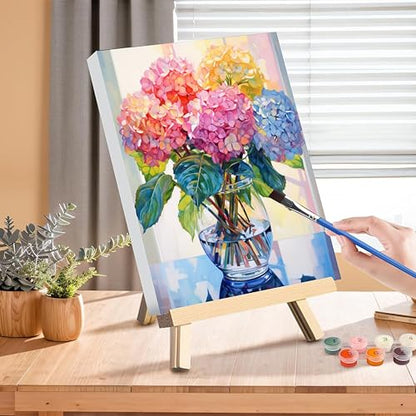 Hydrangea Paint by Numbers for Adults with Framed Canvas - Wooden Easel - color: DKMT0160, size: 12*16inch