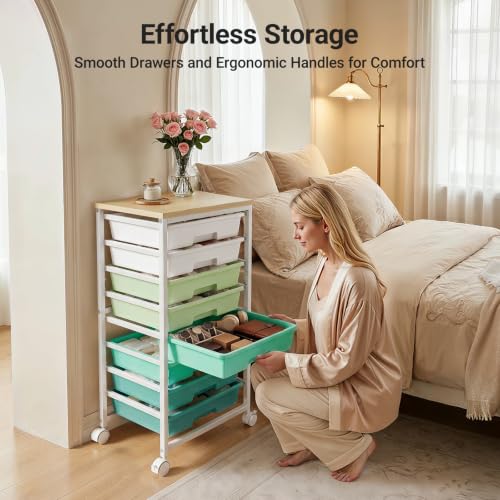Pipishell Rolling Cart with 8 Drawers, Craft Storage Cart, Green Gradient - color: Green Gradient, size: 8-Drawers