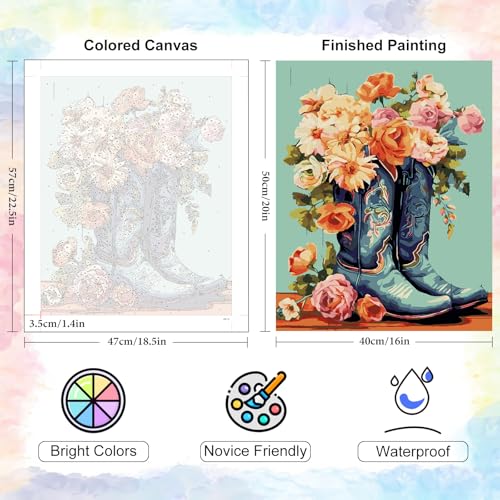 Cowboy Boots Paint by Numbers Kit for Adults Without Frame 16x20 IN - color: YOPNF01