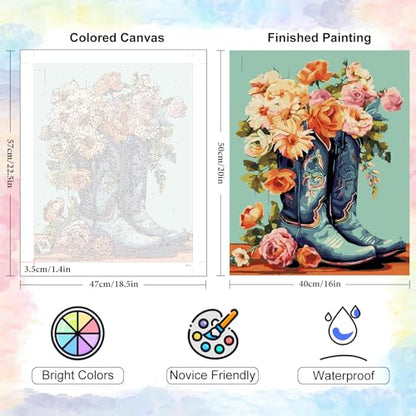 Cowboy Boots Paint by Numbers Kit for Adults Without Frame 16x20 IN - color: YOPNF01