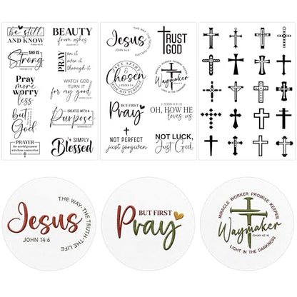 Religious Water Soluble Stabilizer Embroidery Patterns, 3 Sheets - color: Christian973