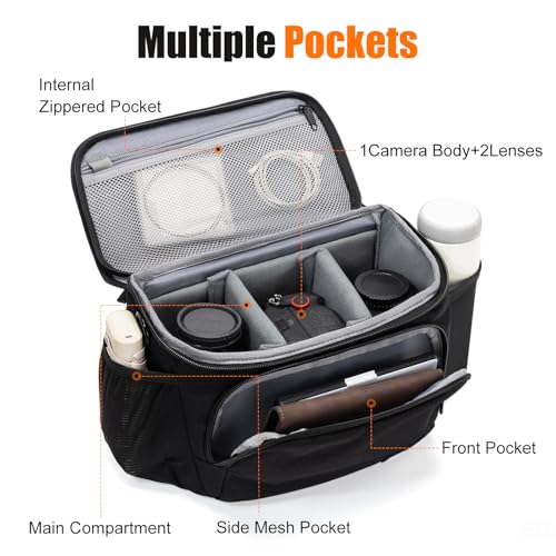 Cwatcun Large Camera Sling Bag, Crossbody Case with Rain Cover - size: L