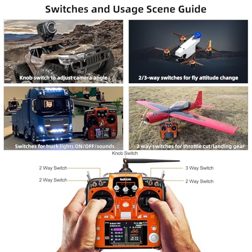 Radiolink AT10II 12CH 2.4G RC Transmitter and Receiver R12DS for Airplane - color: Orange