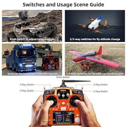 Radiolink AT10II 12CH 2.4G RC Transmitter and Receiver R12DS for Airplane - color: Orange