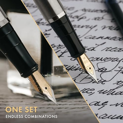 Wordsworth & Black Fountain Pen Gift Set, Medium & Extra Fine Nib, Silver - color: Silver Chrome