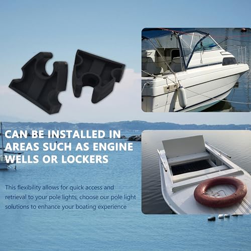 Rubber Pole Light Storage Clips for Boat to Hold 3/4 Inches Poles, Versatile Black Clips for Marine Organization Boat Accessories