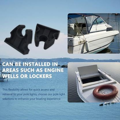 Rubber Pole Light Storage Clips for Boat to Hold 3/4 Inches Poles, Versatile Black Clips for Marine Organization Boat Accessories