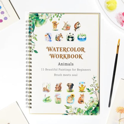 15 Beautiful Animal Watercolor Workbook for Adults Beginner - color: c-animal