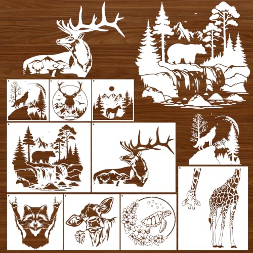 Large Animals Stencil for Walls Reusable Painting Templates for Crafts Wood - style: Animals