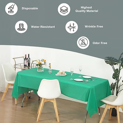 Evershine (12-Pack Heavy Duty Plastic Table Covers Tablecloth (Reusable) (Rectangle 54" X 108", Emerald Green) - color: Emerald Green, size: 12 PACK Rectangle 54" X 108"
