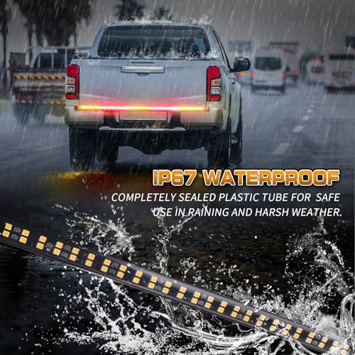 XRIDONSEN 60 inch Tailgate Strobe Lights Strip Amber Red Emergency Lights - color: Amber/Red