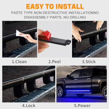 XRIDONSEN 2 Pack 70 inch Blue Emergency Lights 864 LED Running Board Lights - color: Blue