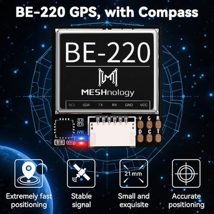 BE-220 GPS Module Upgraded M10050 Chip GNSS Board with Compass Support GPS, Galileo, BDS Three-Mode Positioning for FPV Drone Fixed-Wing UAV Racing Robots Driving Precision Agriculture IoT - size: BE-220
