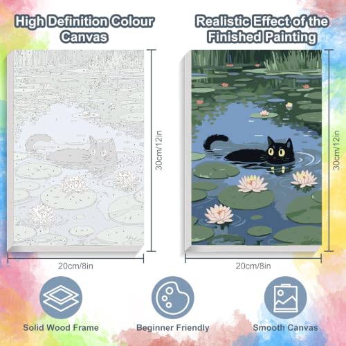 Black Cat Framed Paint by Numbers Kit for Adults Beginner 8x12 inch - color: Frame-OP-US09