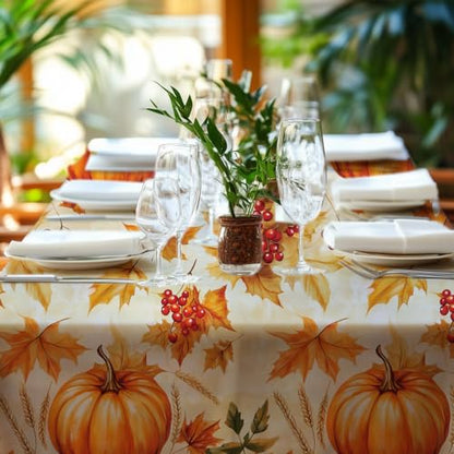 Niuara Fall Pumpkin Plastic Table Cloth Disposable, 4 Pack, 54 x 108 in - color: Fall Pumpkin, size: 54" x 108" - 4 Packs