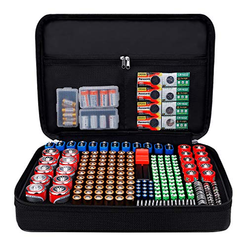 ENGPOW Battery Organizer Storage Box w/Tester,Protects Up to 220 Batteries