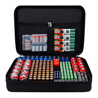 ENGPOW Battery Organizer Storage Box w/Tester,Protects Up to 220 Batteries
