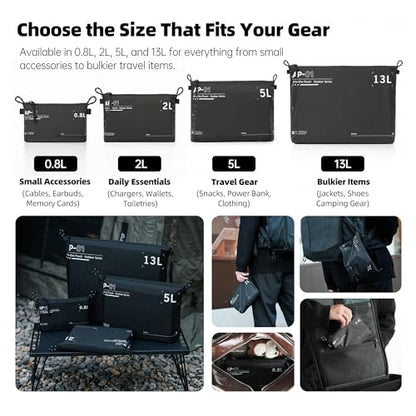 AMBITFUL AP-01 Water-Resistant Organizer Pouch, 8.6x6.9 in,Black - size: M（2L）