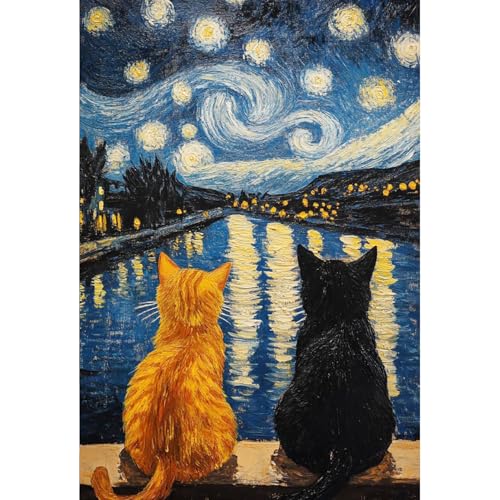 Van Gogh Black Cat Paint by Numbers Kit for Adults Beginner (Without Frame) - color: YH03834
