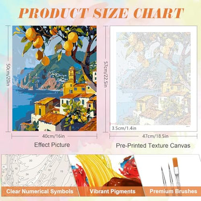 Kalonyth Lemon Tree Paint by Numbers Kit for Adults, 16x20 inch, No Framed - color: OP-US13