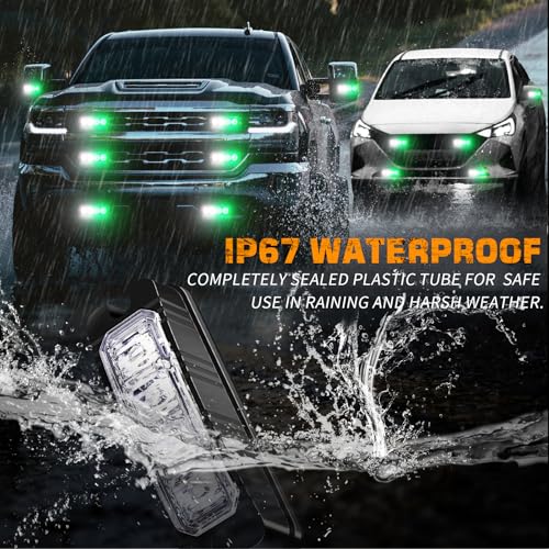 XRIDONSEN 8PCS Sync Grill Strobe Lights 32 LED Green White Emergency Lights - color: Green/White