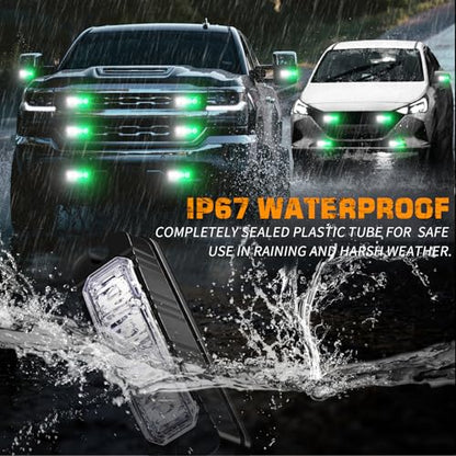 XRIDONSEN 8PCS Sync Truck Grill Lights 32 LED Green White Strobe Lights - color: Green/White