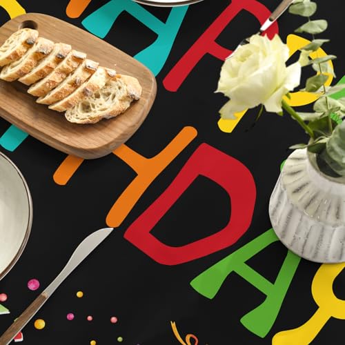 Horaldaily Black Birthday Tablecloth, 60x60 Inch Round - color: Black, size: 60" (Round)