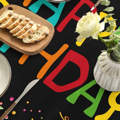 Horaldaily Black Birthday Tablecloth, 60x60 Inch Round - color: Black, size: 60" (Round)