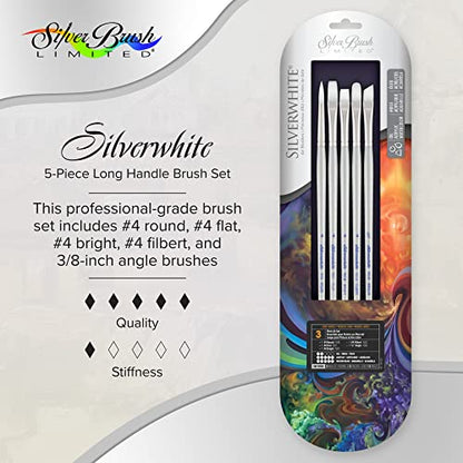 Silver Brush Limited Silverwhite Plein Air Watercolor Paintbrush Set, 5pc - style: 5 Pc, Plein Air Set