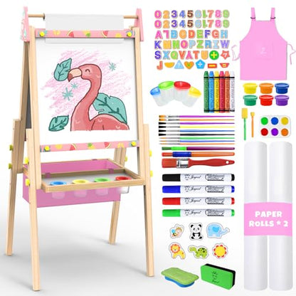 Joyooss Art Easel for Kids Easel for Toddler with Paper roll Pink - color: Pink Easel