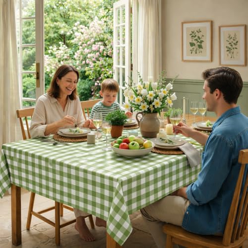 3 Pcs Sage Green Gingham Tablecloths, Checkered Table Covers 54 x 108 Inch - color: Sage Green