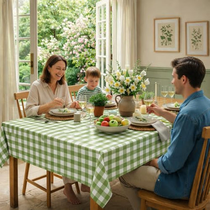 3 Pcs Sage Green Gingham Tablecloths, Checkered Table Covers 54 x 108 Inch - color: Sage Green