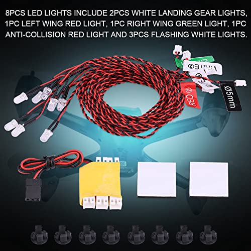 8 LED RC Light Kit, RC Flashing Lighting System, Simulation Flash Lamp for 1/10 RC Airplane Helicopter (4-6V)