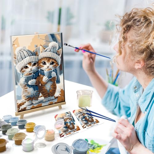 ATDMS Paint by Numbers Kits for Adults, Cats Paint by Number with Frame - color: Cute Cats 229