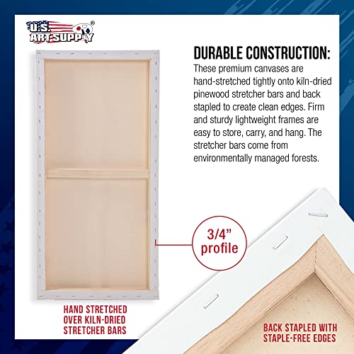 U.S. Art Supply 24"x48" Stretched Canvas for Painting, 3/4" Profile, 6-Pack - size: 24" x 48"