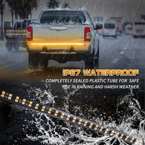 XRIDONSEN 60 inch Tailgate Emergency Lights Strip Amber Strobe Lights - color: Amber/Yellow