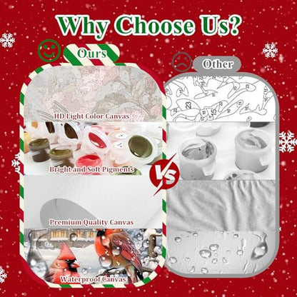 Cardinal Paint by Numbers Kit for Adults Canvas, Paint by Number Christmas - color: Cardinal