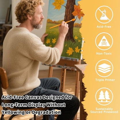 2-Pack 24x36 Stretched Canvas 13.4oz Warp-Resistant for Oil & Acrylic - size: 2pk - 24"x 36"