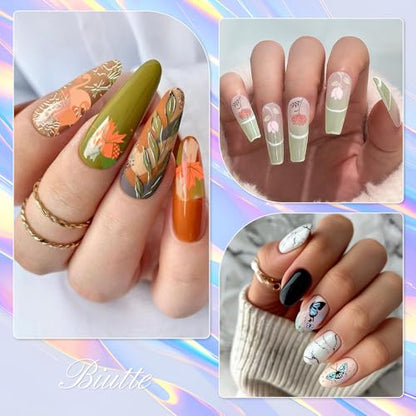 Biutee 16Pcs Nail Art Stamping Plates Silicone Stamper Scraper Storage Bag - color: 20PCS