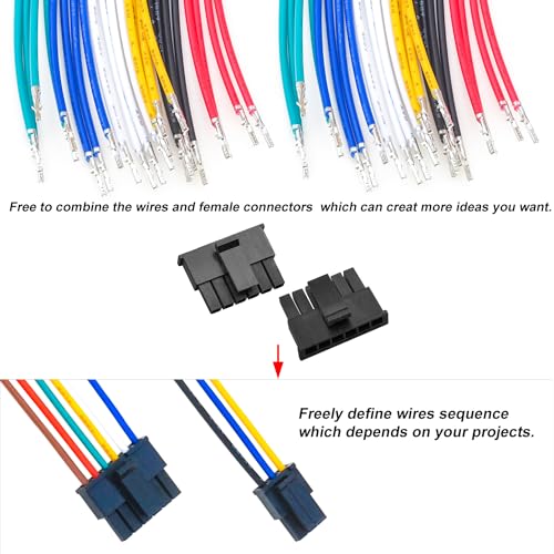 Compatible with Molex Wire-to-Board Connectors, Micro-Fit Connectors 3.0mm Pitch with 22AWG Pre-Crimped Wire, Micro-Fit Connectors 3.0mm Single Row 2P 3P 4P 5P 6P Housing (TC-MX-Single-3.0mm) - size: 3.0mm-Micro-Fit