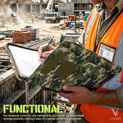 Livans Portfolio Padfolio Binder Detachable 3-Ring Planner - color: Camogreen
