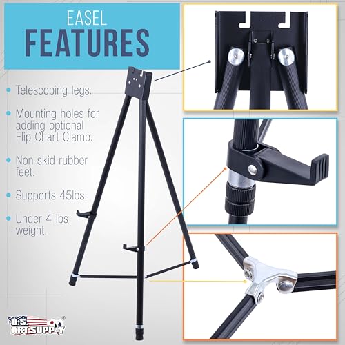U.S. Art Supply 70" High Showroom XL Silver Metal Display Easel, Large