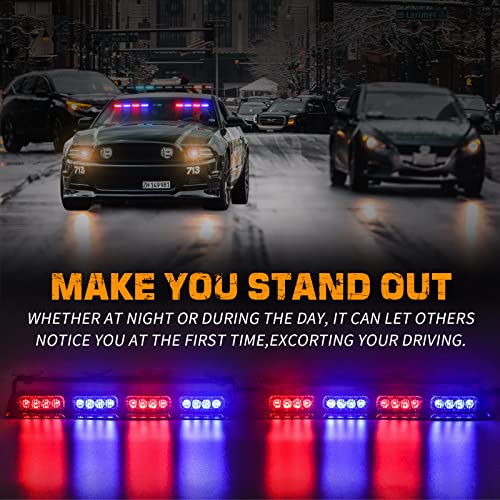 XRIDONSEN 2 in 1 2x 14 inch Strobe Light Bar - color: Red/Blue