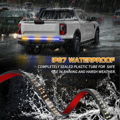 XRIDONSEN 48 inch 288 LED Tailgate Strobe Lights Rear Emergency Lights - color: Amber/Blue