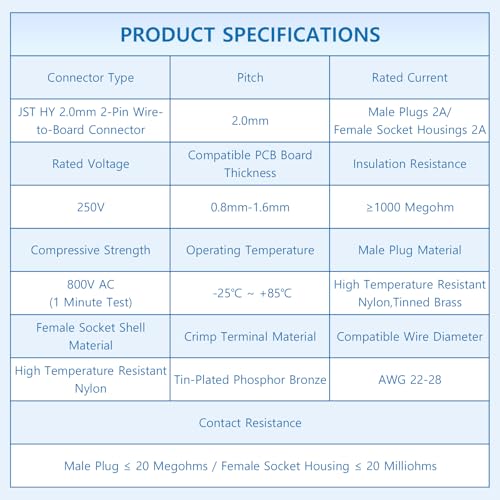 CQRobot JST HY 2.0mm Pitch 2-Pin Electronic Computer Connector Adapter - size: 2P, style: HY