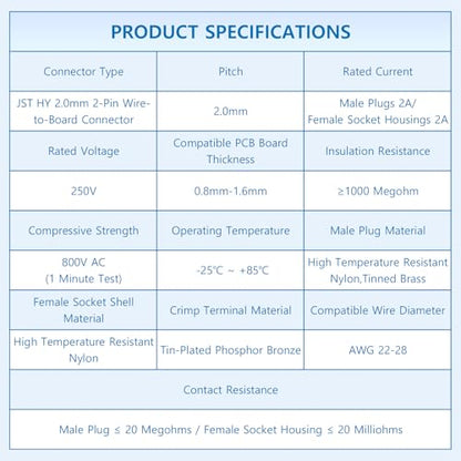 CQRobot JST HY 2.0mm Pitch 2-Pin Electronic Computer Connector Adapter - size: 2P, style: HY