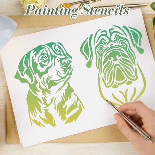 Dog Animal Stencils for Crafts Reusable 9Pcs Stencils(5.9X7.8 Inch) - color: Dog